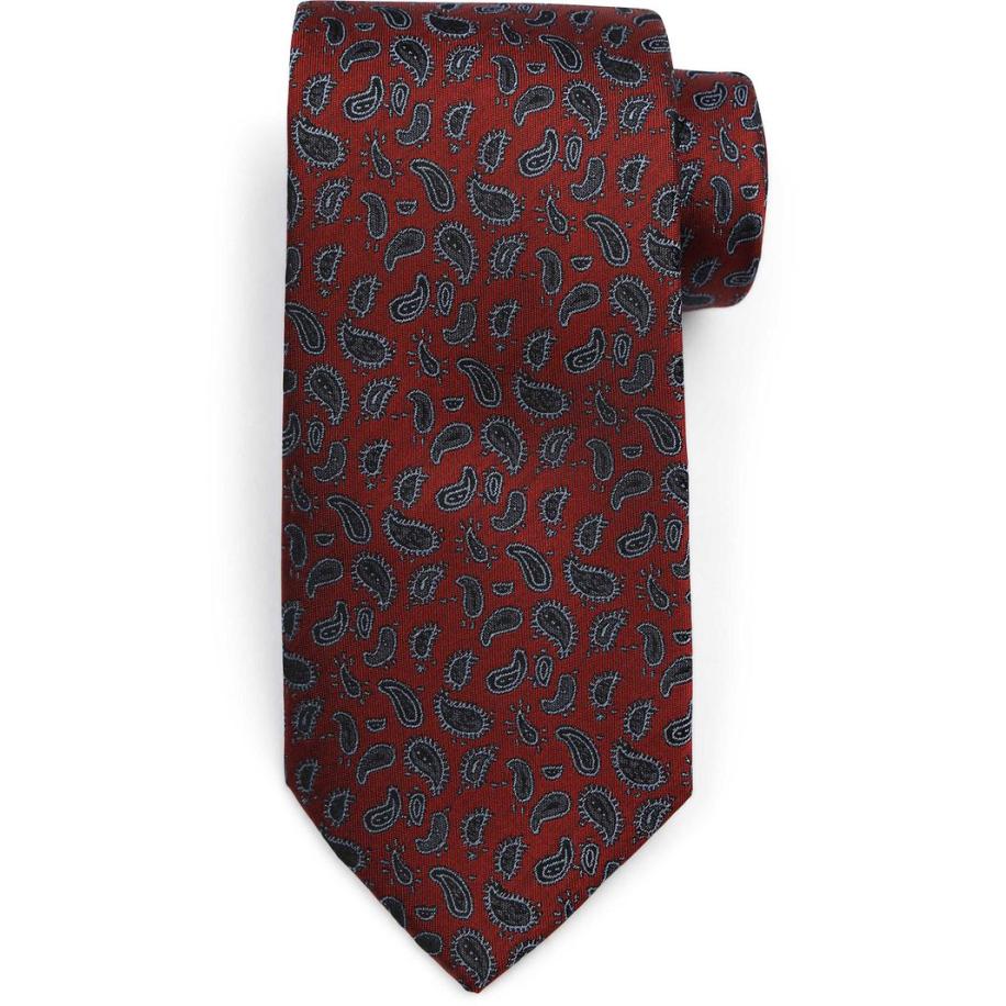 Suitable Stropdas Zijde Paisley Bordeaux - Rood