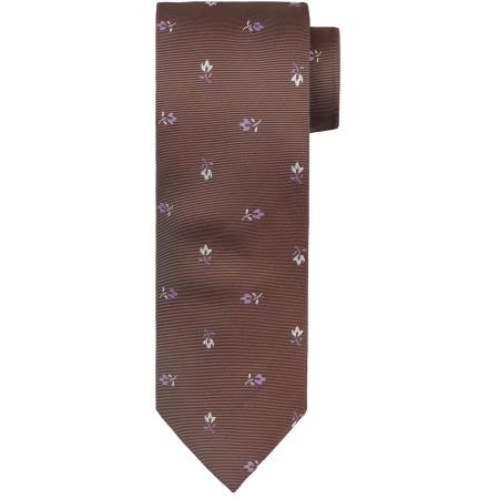 Suitable Stropdas Zijde Bloem Bruin -