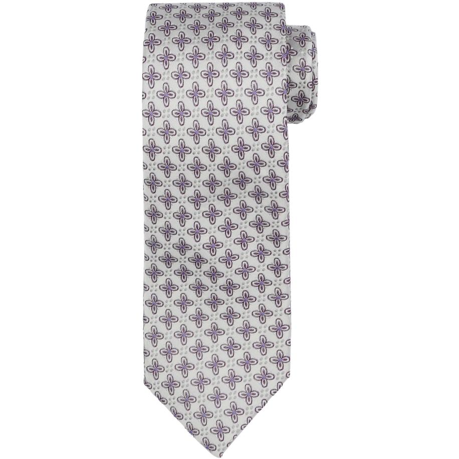 Suitable Stropdas Zijde Bloem Wit - Wit