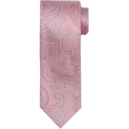 Suitable Stropdas Zijde Paisley Roze -