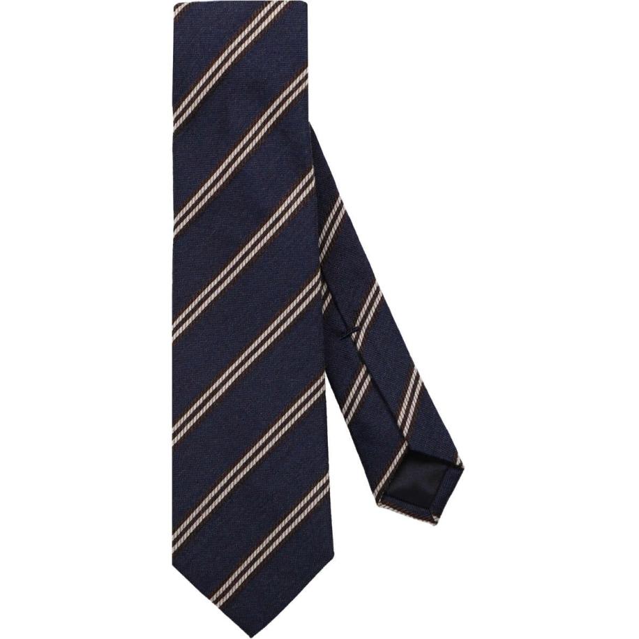 OLYMP SIGNATURE Stropdas blauw/bruin/wit, Gestreept Multicolor