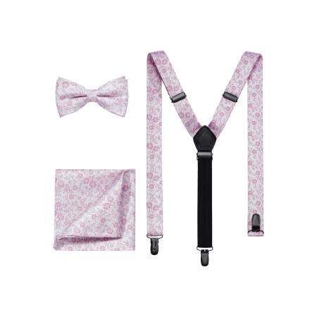 OLYMP Set bretels, vlinderdas, zakdoek mauve, Bloemen