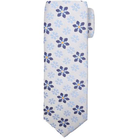 Suitable Stropdas Zijde Bloemen Blauw -