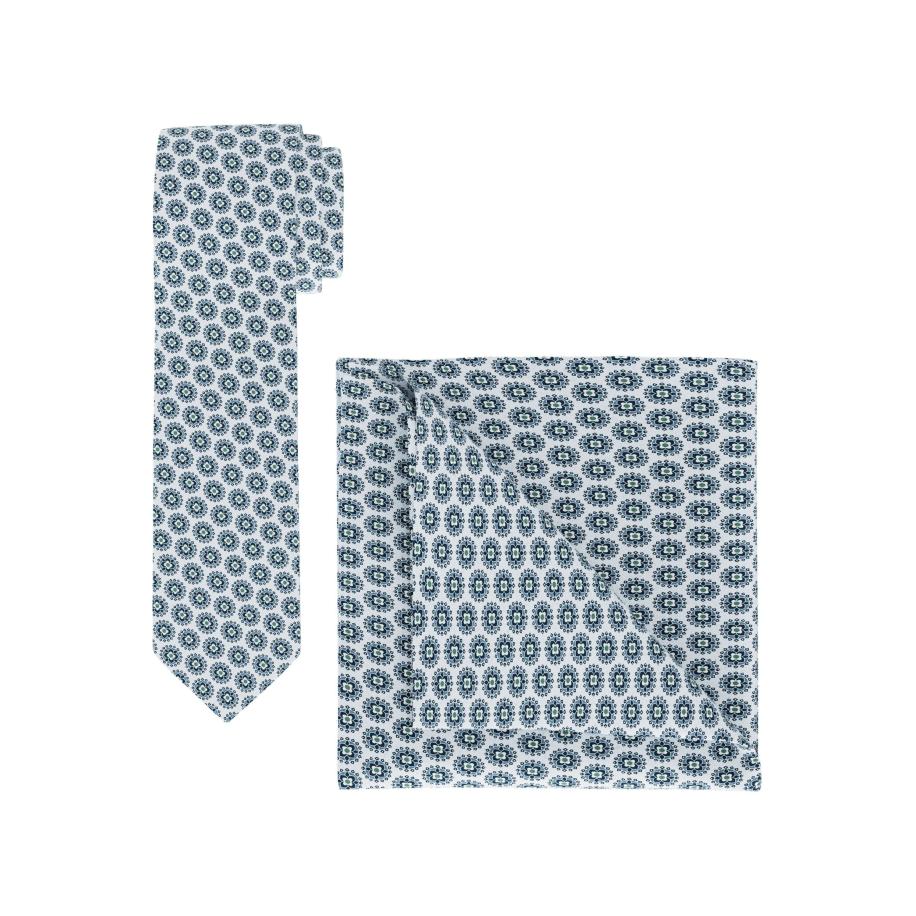 OLYMP Set das, zakdoek blauw, Motief Blauw