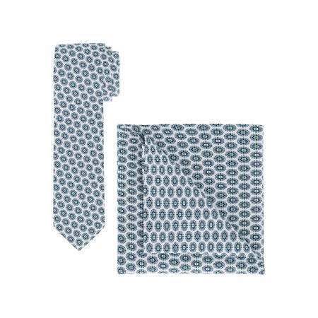 OLYMP Set das, zakdoek blauw, Motief