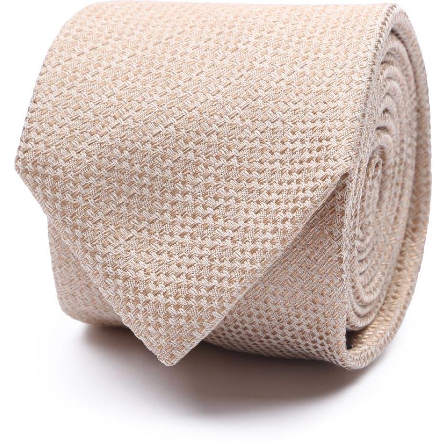 Suitable Stropdas Linnen Structuur Beige - Bruin