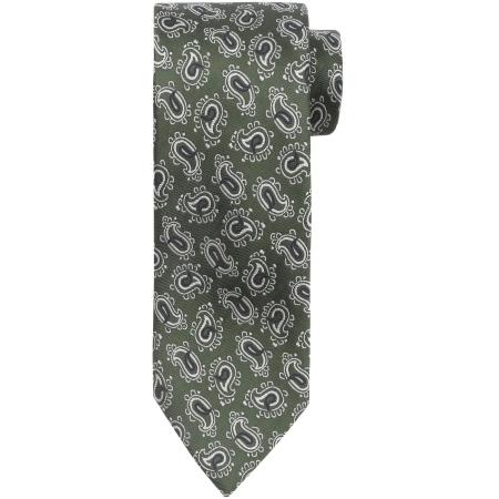 Suitable Stropdas Zijde Groen Paisley -