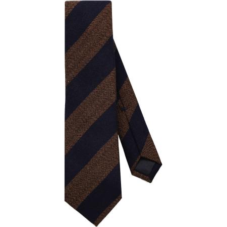OLYMP SIGNATURE Stropdas blauw/bruin, Gestreept