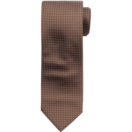 Suitable Stropdas Zijde Stippen Bruin -