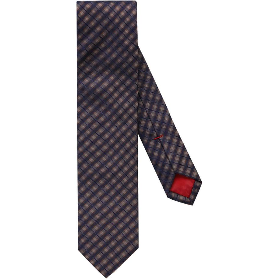 OLYMP Dunne stropdas blauw/bruin, Ruit Blauw