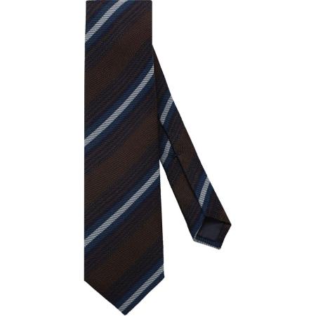 OLYMP SIGNATURE Stropdas blauw/bruin, Gestreept