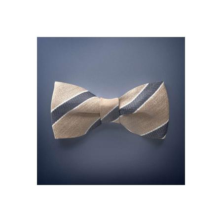 OLYMP SIGNATURE Vlinderdas blauw/bruin/wit, Gestreept