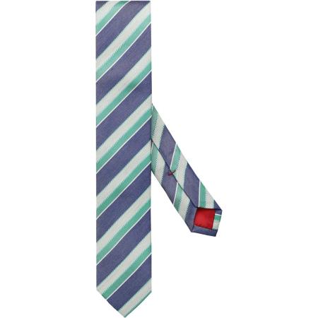 OLYMP Dunne stropdas blauw/groen/wit, Gestreept