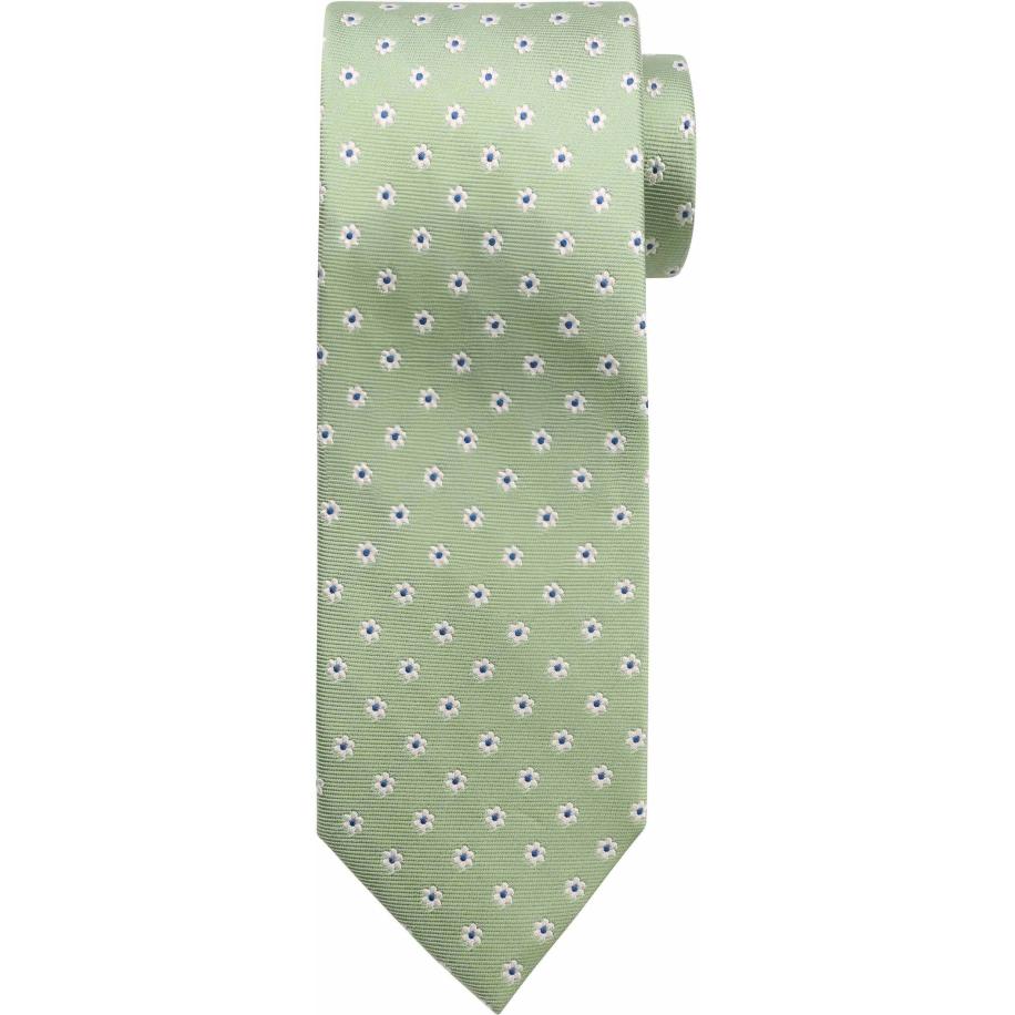 Suitable Stropdas Zijde Mini Bloem Groen - Groen