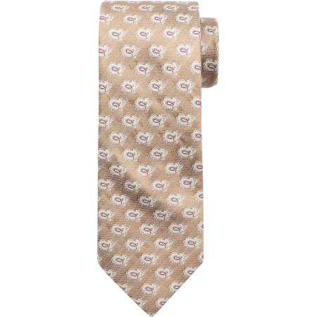 Suitable Stropdas Zijde Paisley Beige -