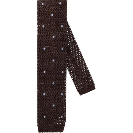 OLYMP SIGNATURE Dunne stropdas blauw/bruin, Stippen