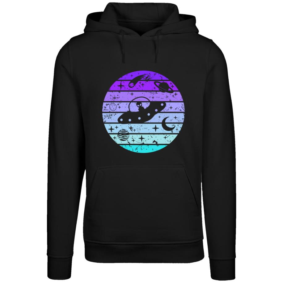 F4NT4STIC F4NT4STIC Sweatshirt Retro Alien Weltraum Sonnenuntergang azuur / lichtlila / donkerlila / zwart -