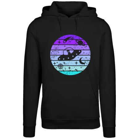 F4NT4STIC F4NT4STIC Sweatshirt Retro Alien Weltraum Sonnenuntergang azuur / lichtlila / donkerlila / zwart