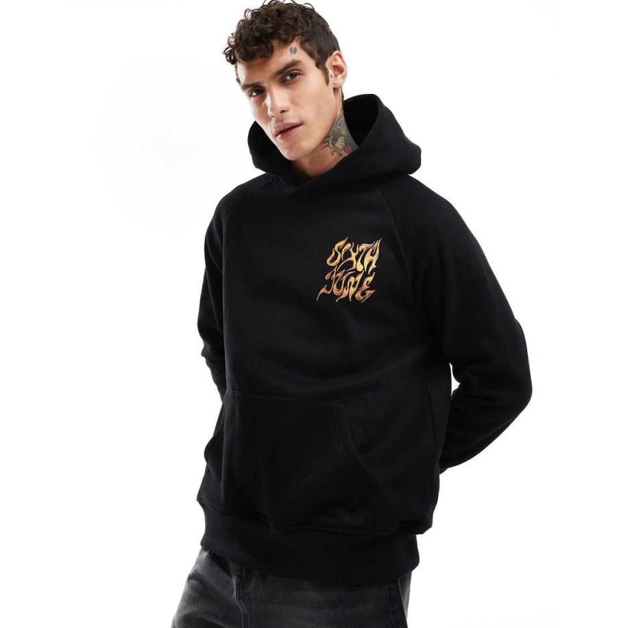 Sixth June - Hoodie met chrome-logo op de achterkant in zwart Zwart