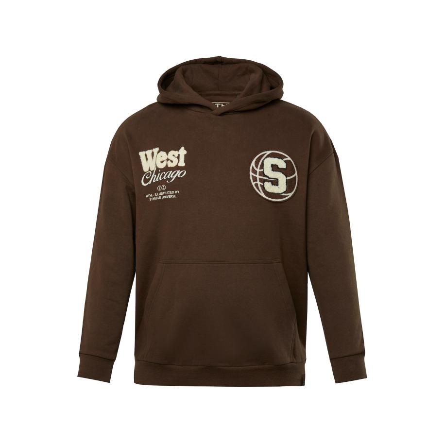 STHUGE STHUGE Sweatshirt donkerbruin / wit -