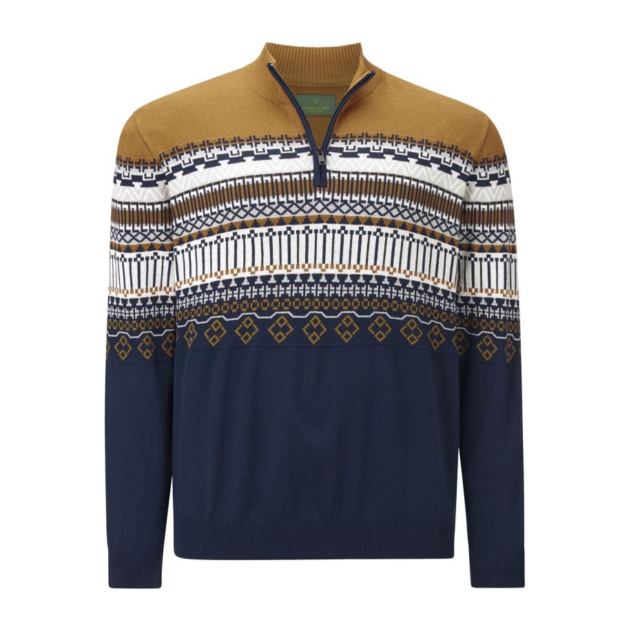 Charles Colby Half-Zip Sweater donkerblauw, Veelkleurig Blauw