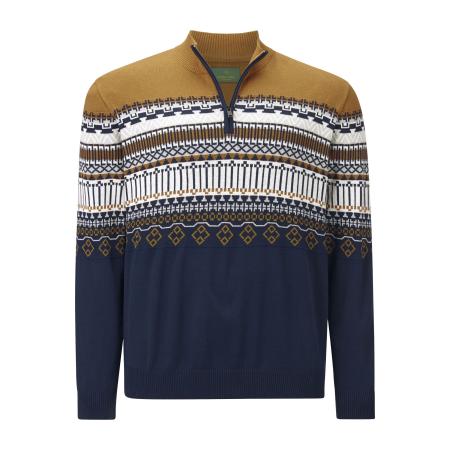 Charles Colby Half-Zip Sweater donkerblauw, Veelkleurig