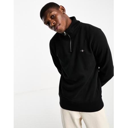 GANT - Sweatshirt met schildlogo en halve rits in zwart