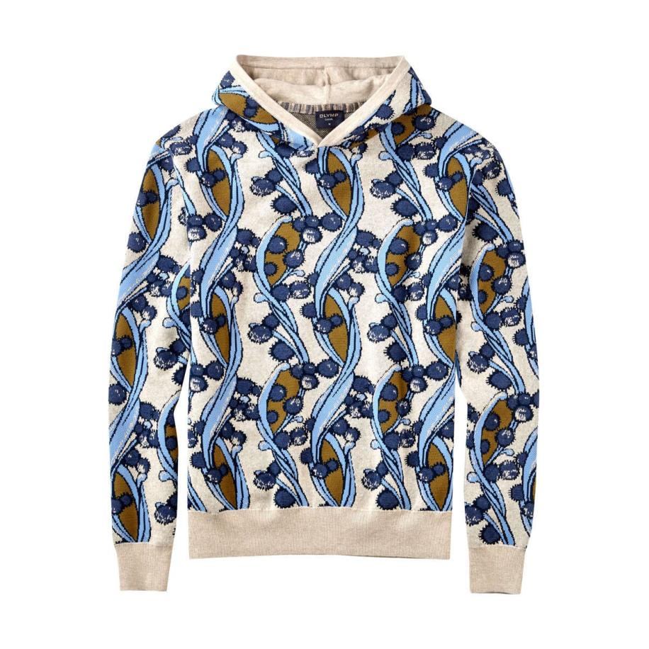 OLYMP Casual Hooded Sweatshirt lichtbeige, Motief Bruin