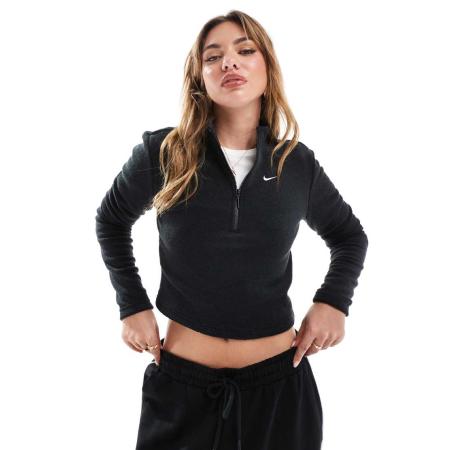 Nike Phoenix Fleece hoodie met rits en lange mouwen in zwart