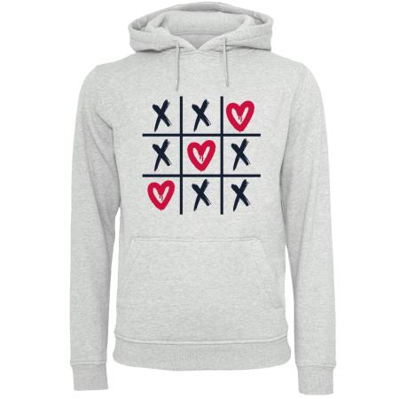 F4NT4STIC F4NT4STIC Sweatshirt Valentinstag Herz Tic Tac Toe grijs / rood / zwart