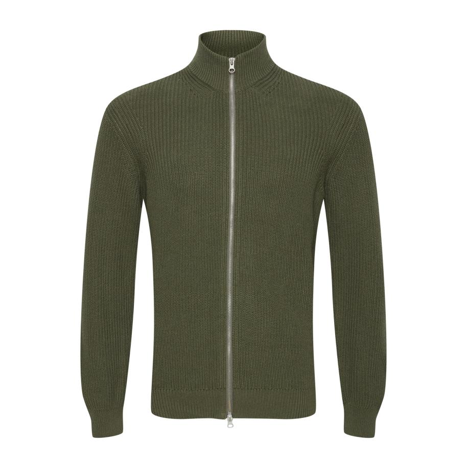 Casual Friday Casual Friday Gebreid vest Kurt donkergroen -