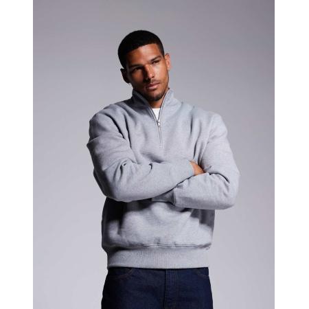 ASOS DESIGN - Premium - Oversized sweatshirt van zware 400gsm stof met korte rits in gemêleerd grijs