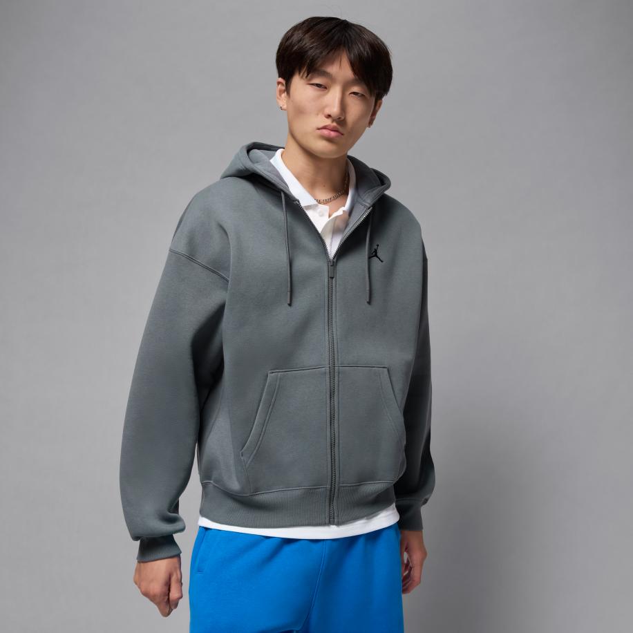 Jordan Brooklyn Fleece oversized hoodie met rits over de hele lengte voor heren - Grijs Grijs