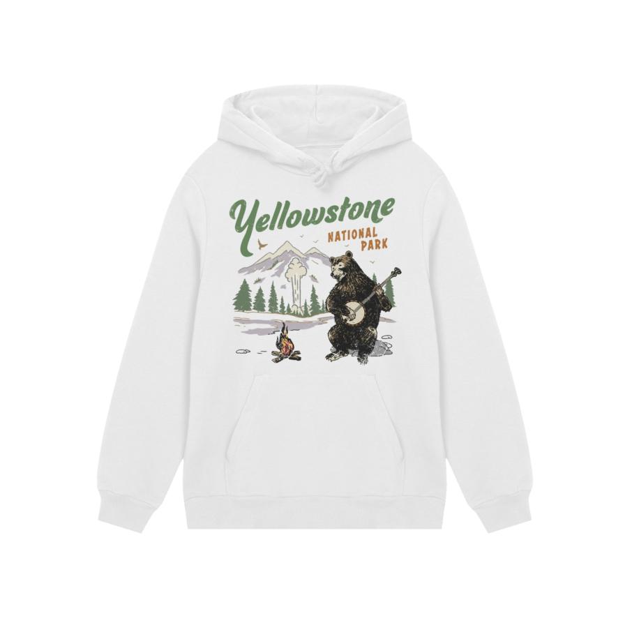 F4NT4STIC F4NT4STIC Sweatshirt US National Parks Yellowstone Bear Playing Banjo donkerbruin / groen / rood / wit -