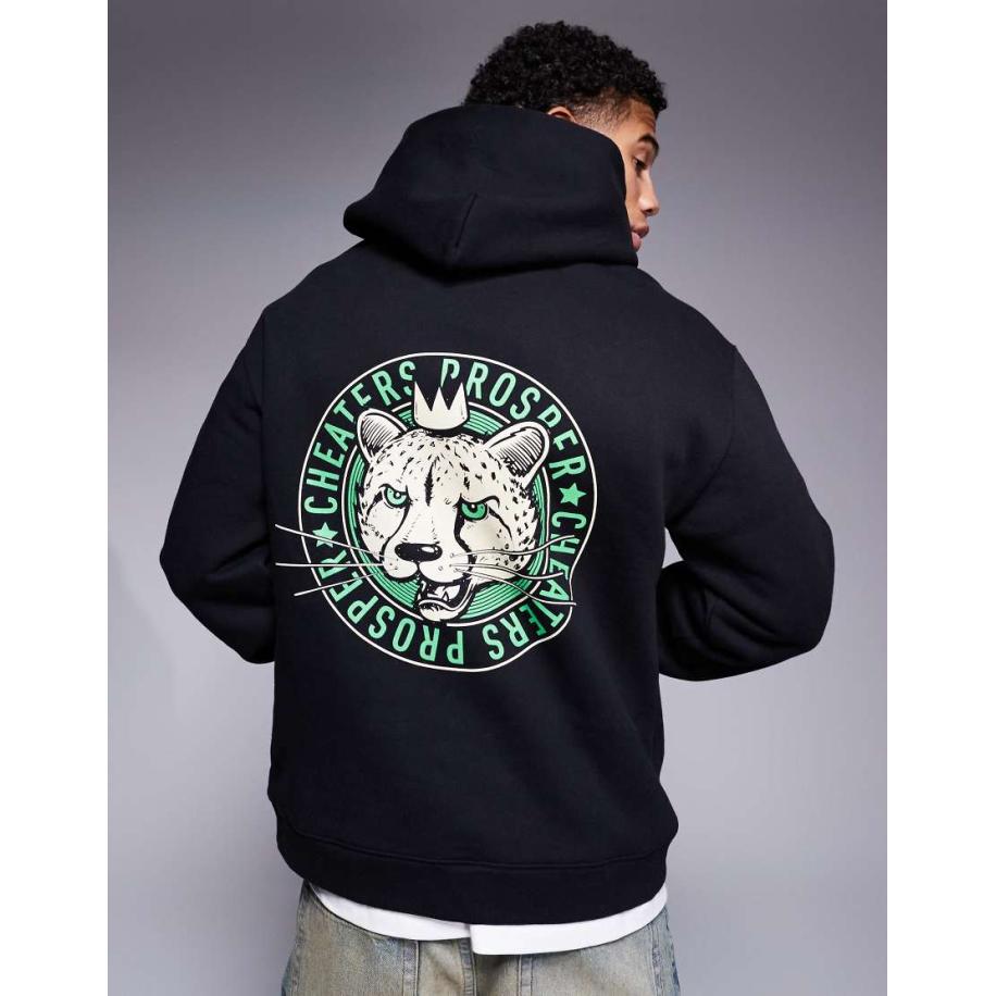 Cheats & Thieves - Hoodie van 320gsm stof met logoprint op de achterkant in zwart Zwart