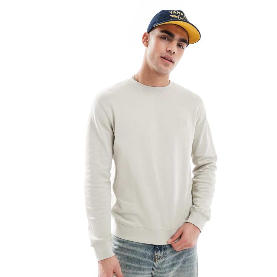 BOSS Orange - Westart - Ruimvallend sweatshirt met logo in beige-Neutraal Multicolor