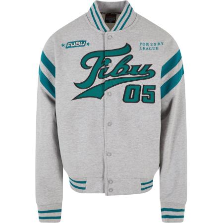 Fubu FUBU Sweatvest Varsity grijs gemêleerd / petrol / smaragd / zwart