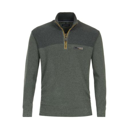 Casa Moda Half-Zip Sweater groen, Effen