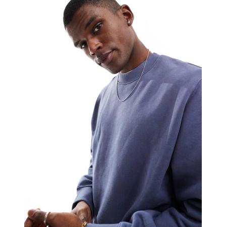 Jack & Jones - Oversized sweater met ronde hals van 400gsm zware stof in oudblauw