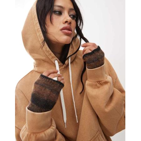Monki Oversized hoodie in camel wassing-Oranje