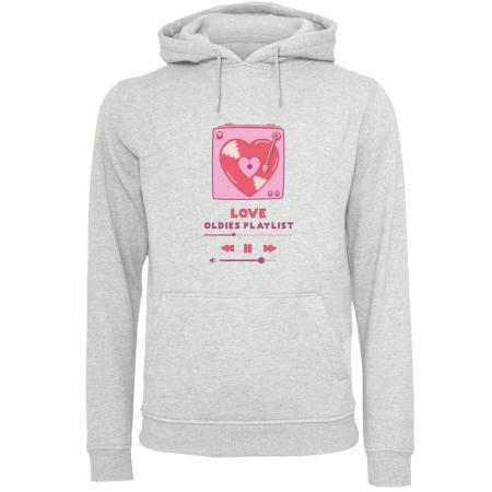 F4NT4STIC F4NT4STIC Sweatshirt Love Oldies Playlist Valentinstag grijs / pink / lichtroze