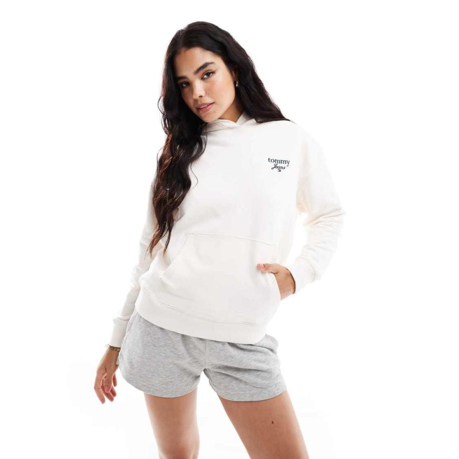 Tommy Jeans Oversized hoodie met print op de achterkant in gebroken wit Wit