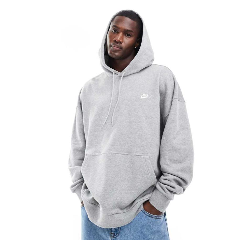 Nike - Club - Oversized hoodie van badstof in grijs Grijs