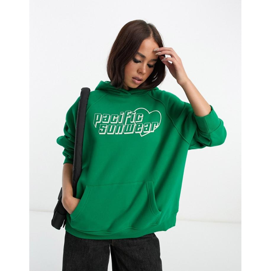 PacSun Hoodie met grafische 'Pacific Sports'-print-Groen Groen