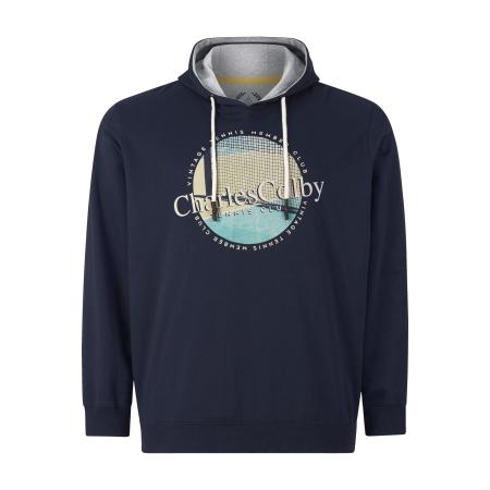 Charles Colby Hooded Sweatshirt donkerblauw, Bedrukt