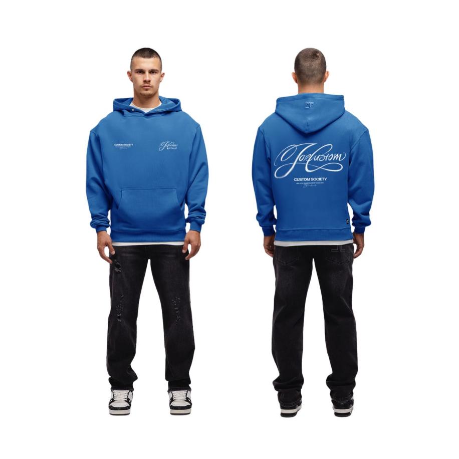 JorCustom Signature Oversized Hoodie Kobalt Blue Blauw