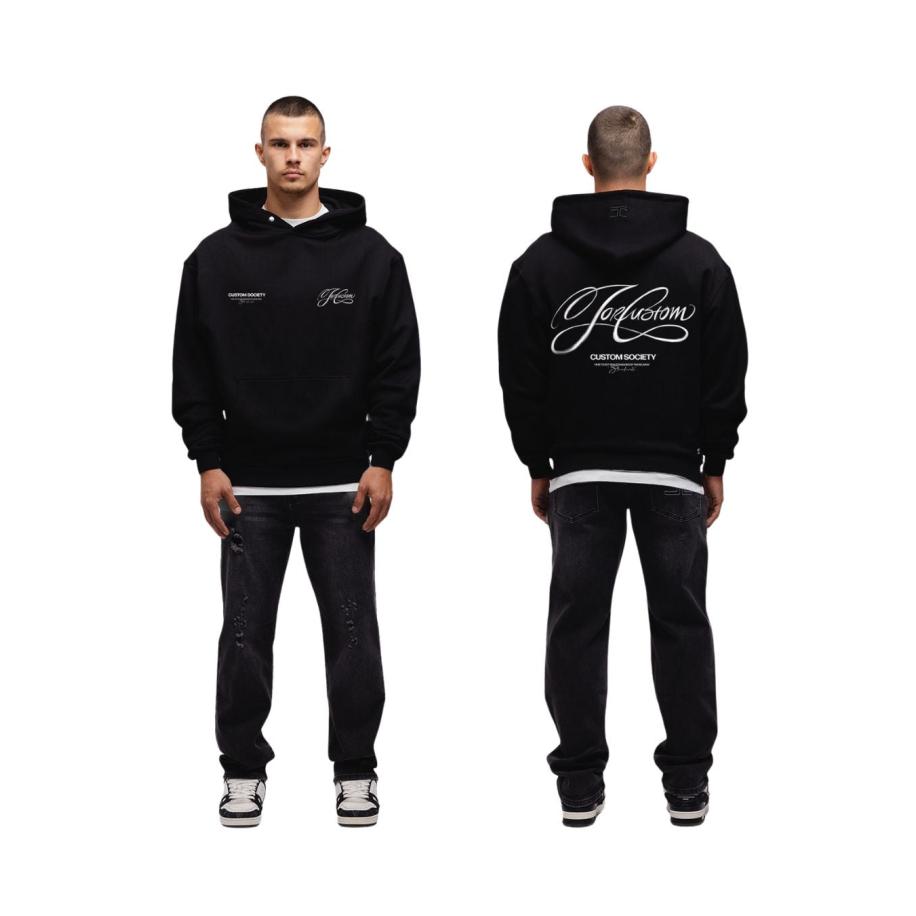 JorCustom Signature Oversized Hoodie Black Zwart