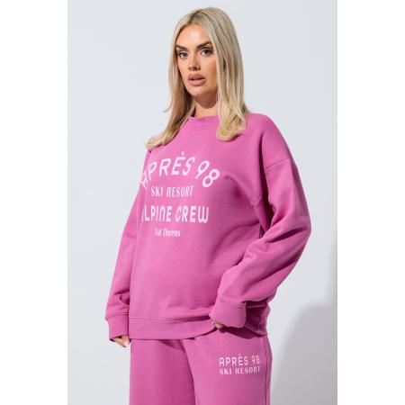Limited Collection Curve Pink 'Après 98' Slogan Sweatshirt Size 44
