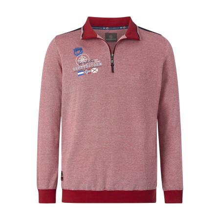 Jan Vanderstorm Half-Zip Sweater rood, Effen