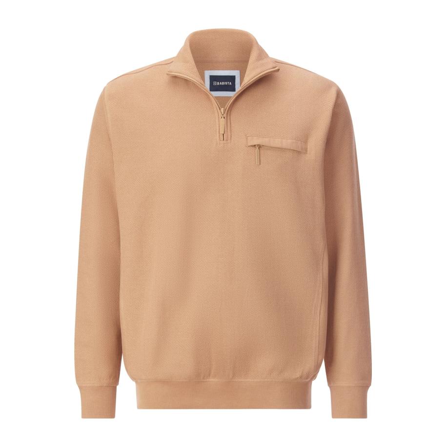 BABISTA Half-Zip Sweater lichtbruin, Effen Bruin